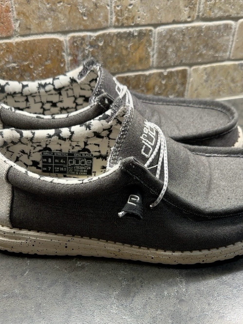 Hey Dude Wally Stretch Charcoal Canvas Slip-Ons